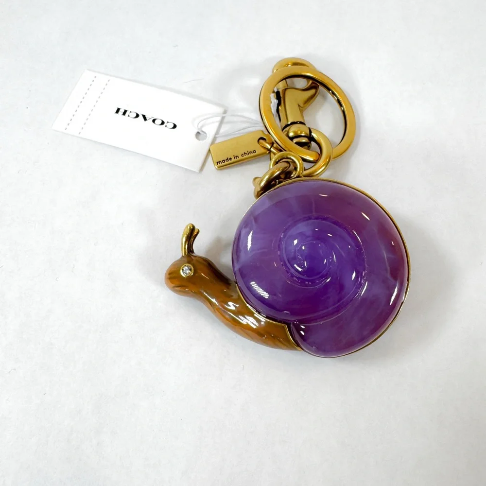 Coach Snail Bag Charm Keychain Purple Shell NWT - Picture 2 of 4